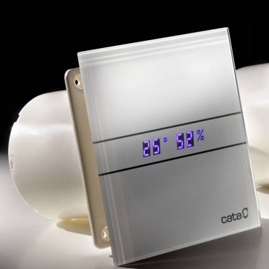 Cata,Cata E-150 GTH Kisventilátor üveg előlappal utószellőztető és páraérzékelő funkcióval