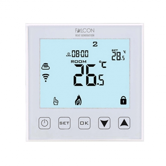 Wifis termosztát,FALCON U-HEAT Wifi Control-2 érintőgombos szobatermosztát